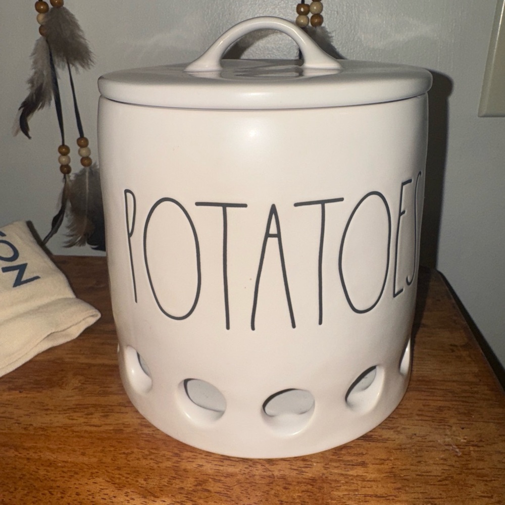 Rae Dunn White Ceramic Potato Canister